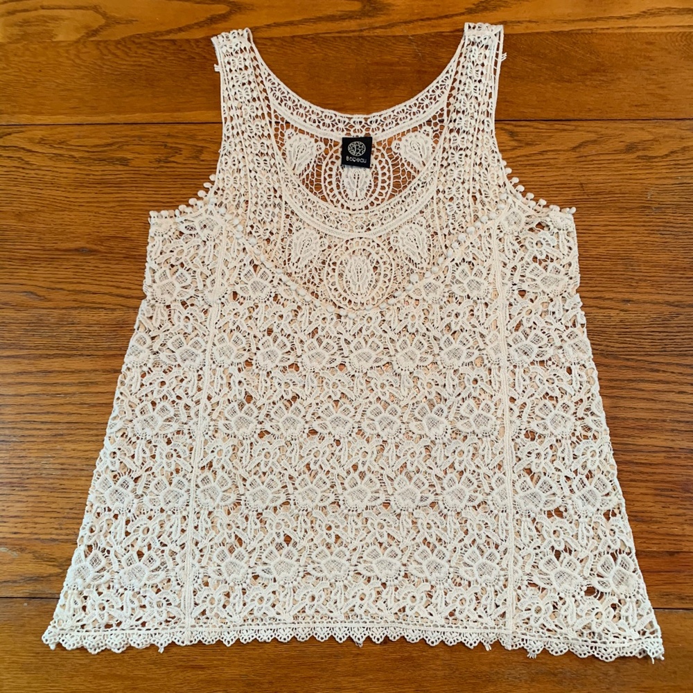 Bobeau Crochet Lace 100% Cotton Sleeveles Top